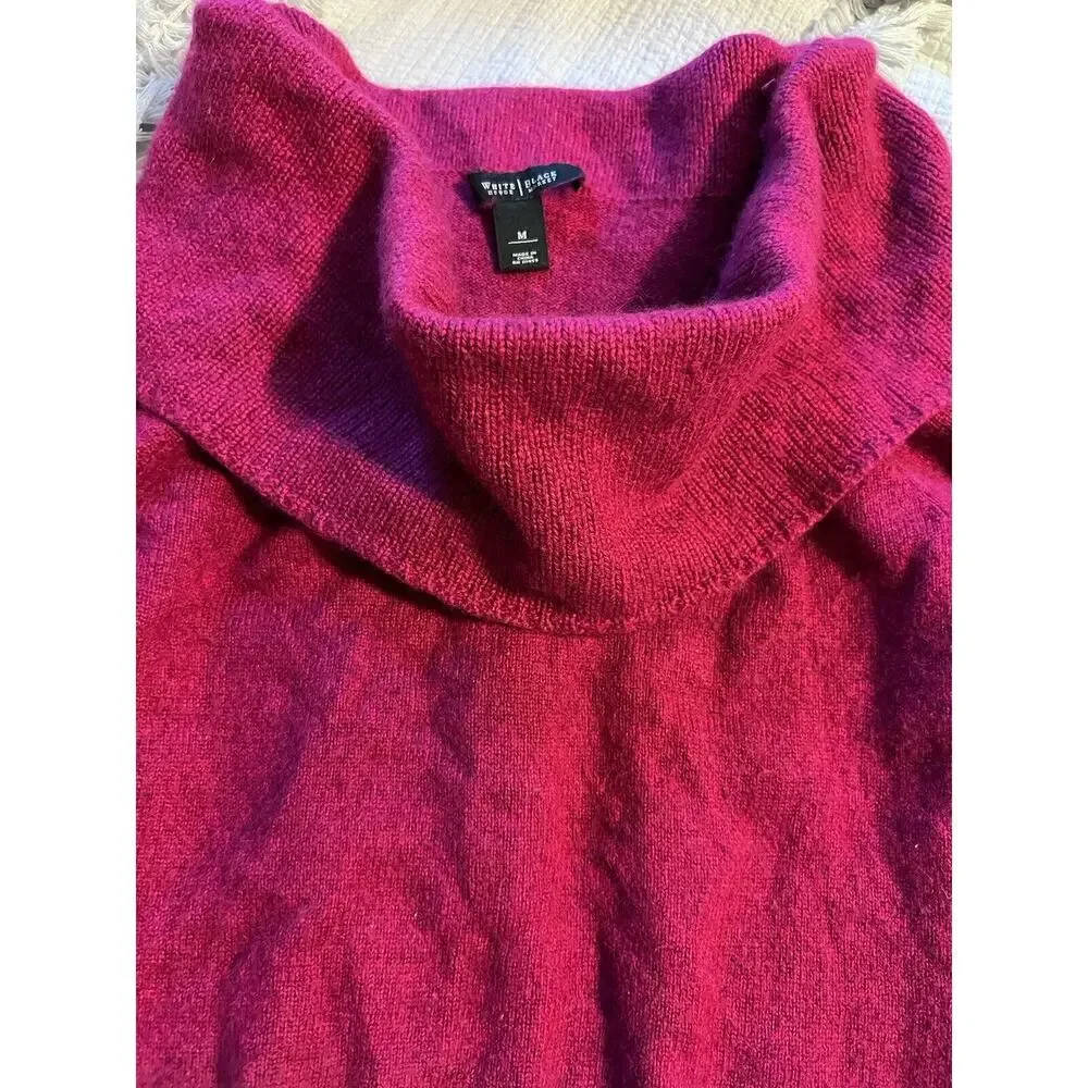 WHITE HOUSE BLACK MARKET DARK FUCHSIA PINK SHAWL COLLAR SWEATER SZ M Wool Blend - Picture 2 of 9